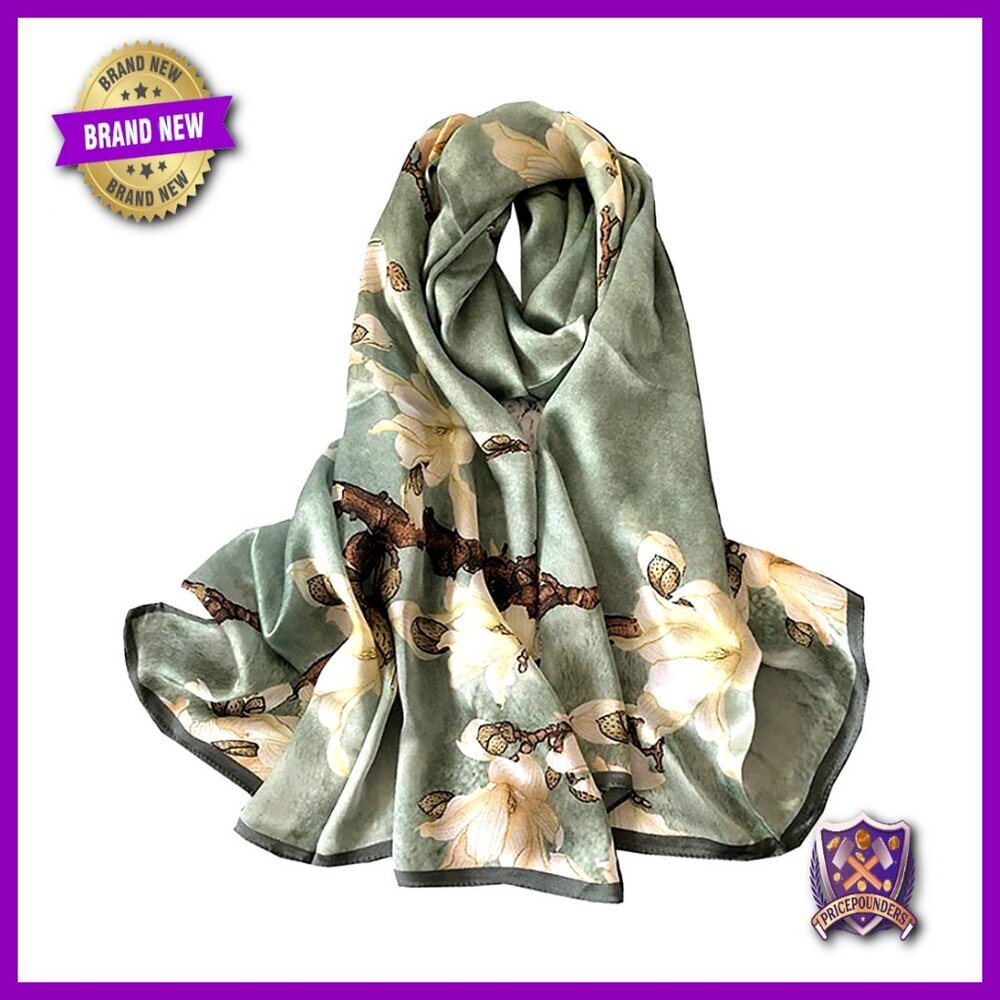 Large 100% Mulberry Silk Scarf Shawl Head Wrap Oblong Fashion Accessory